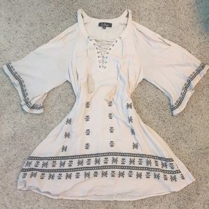 LULUS Embroidered cold shoulder dress